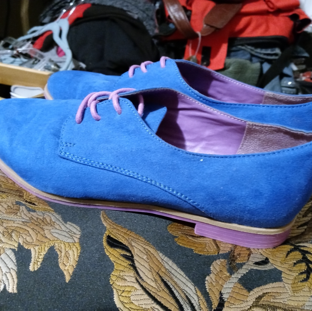 👞 🎁MOSSIMO BLUE SUEDE SHOES SIZE 6 👞 Like New! A Awesome Gift. - Picture 4 of 8